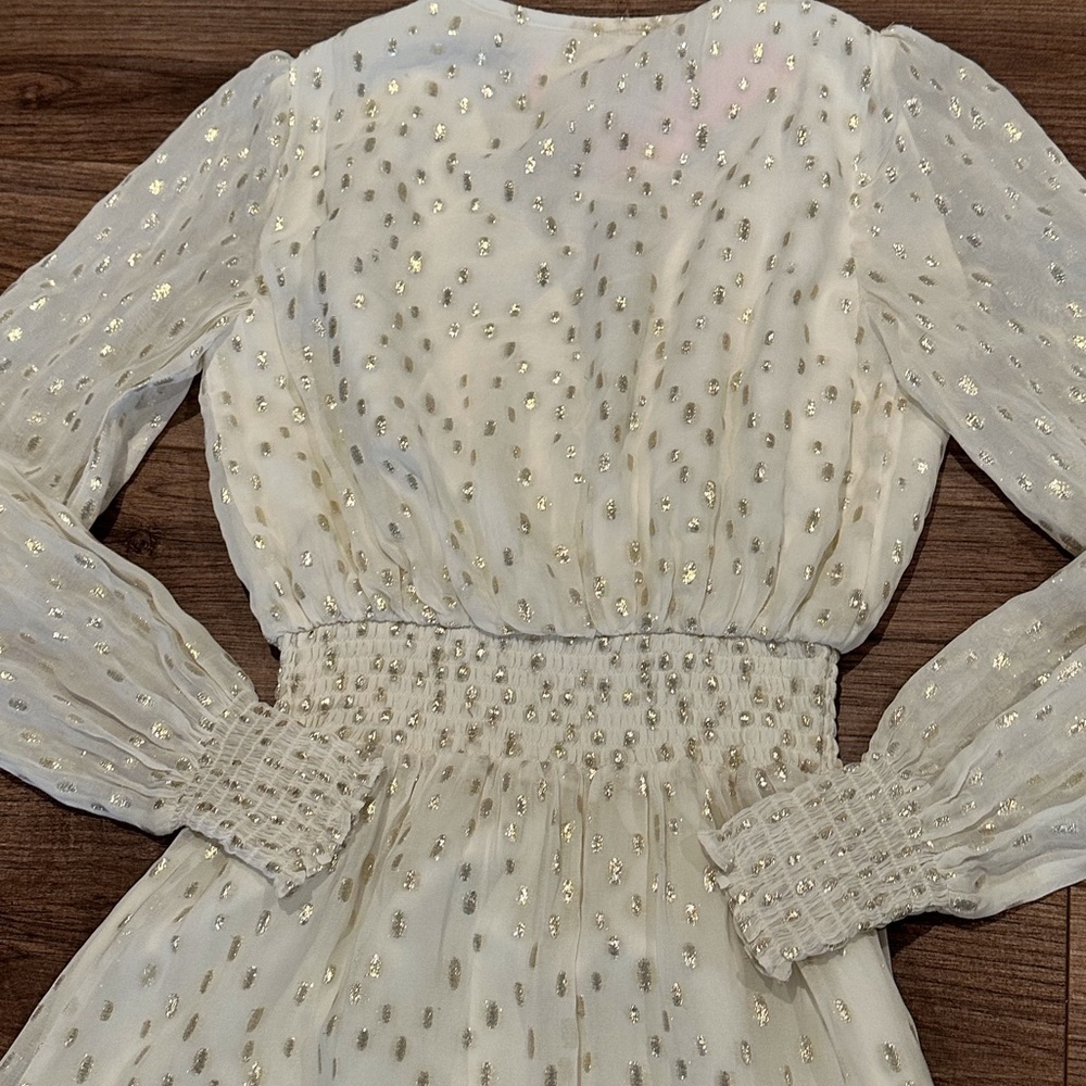 NWT! Lilly Pulitzer Cristiana Midi Long Sleeve Dress in Metallic Clip Coconut - Picture 10 of 13